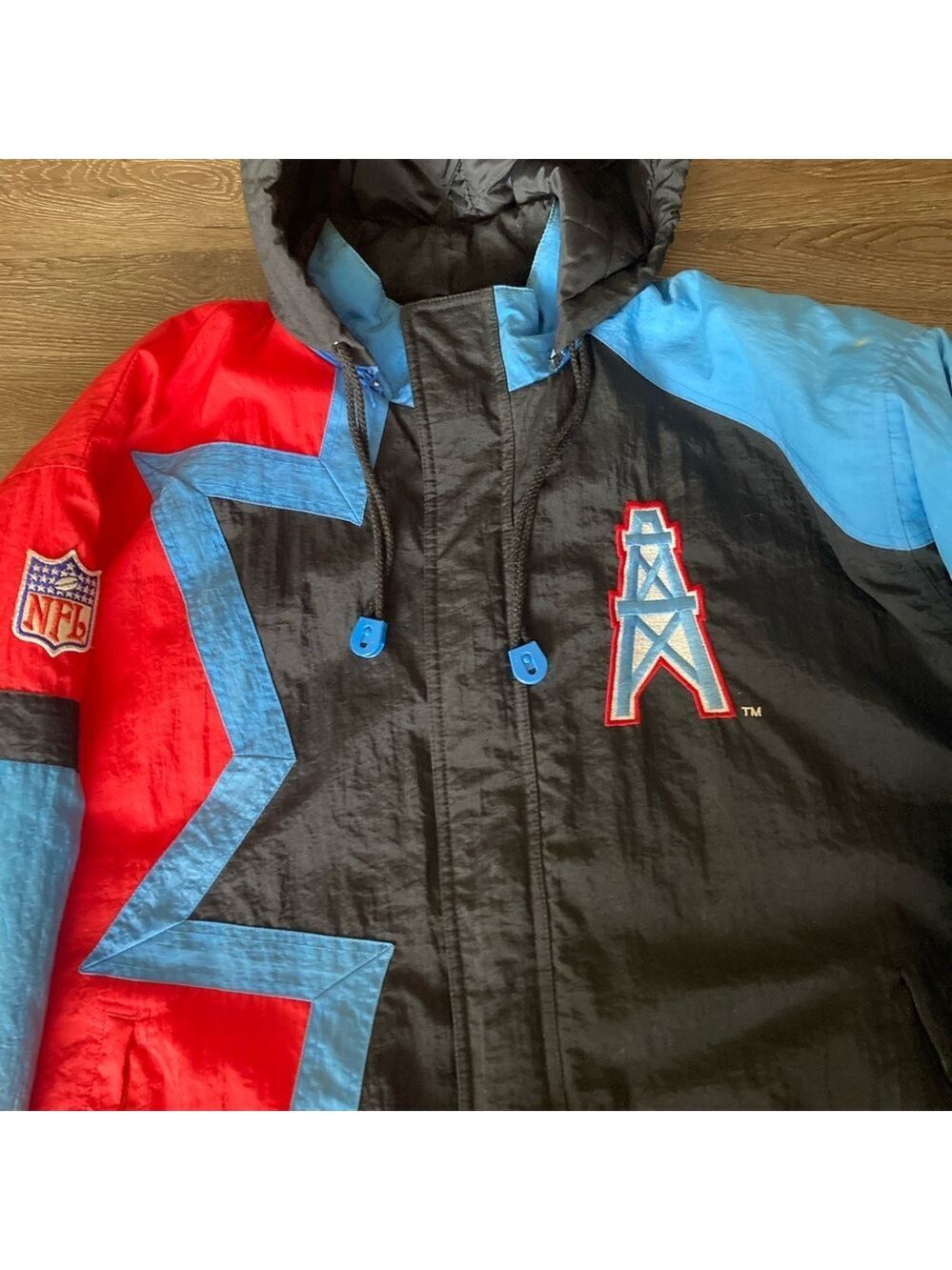Vintage Houston Oilers NFL ProLine Puffer Hooded Jacket - Picture 3 of 11